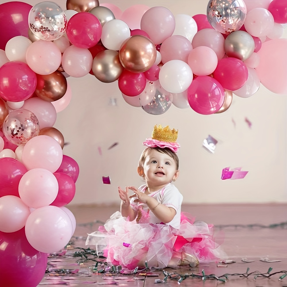 Set, Conjunto De Arco De Guirnalda De Globos Rosas Con Globos Metálicos  Rosados ​​Y Dorados Para Fiesta Temática De * Cumpleaños Para Niñas Baby