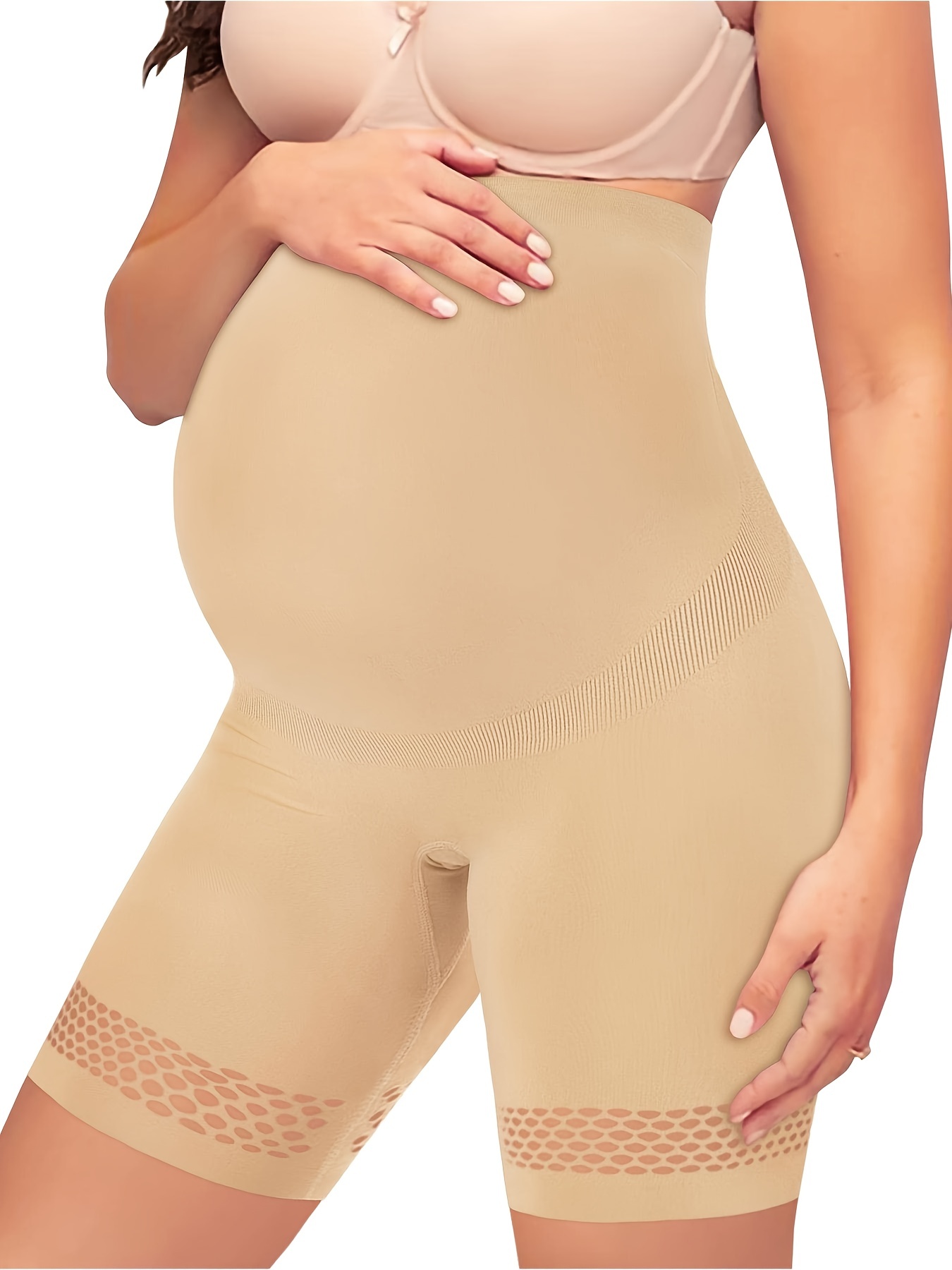 Seamless Maternity Shapewear for Dresses,High Waist Mid-Thigh Pregnancy  Underwear,Belly Support Over Bump