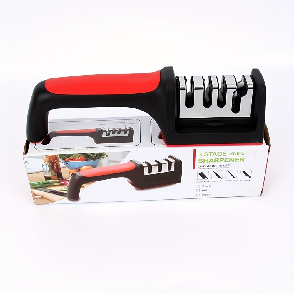 1pc/4 Stages (black&red) Portable Knife Sharpener For Ceramic And