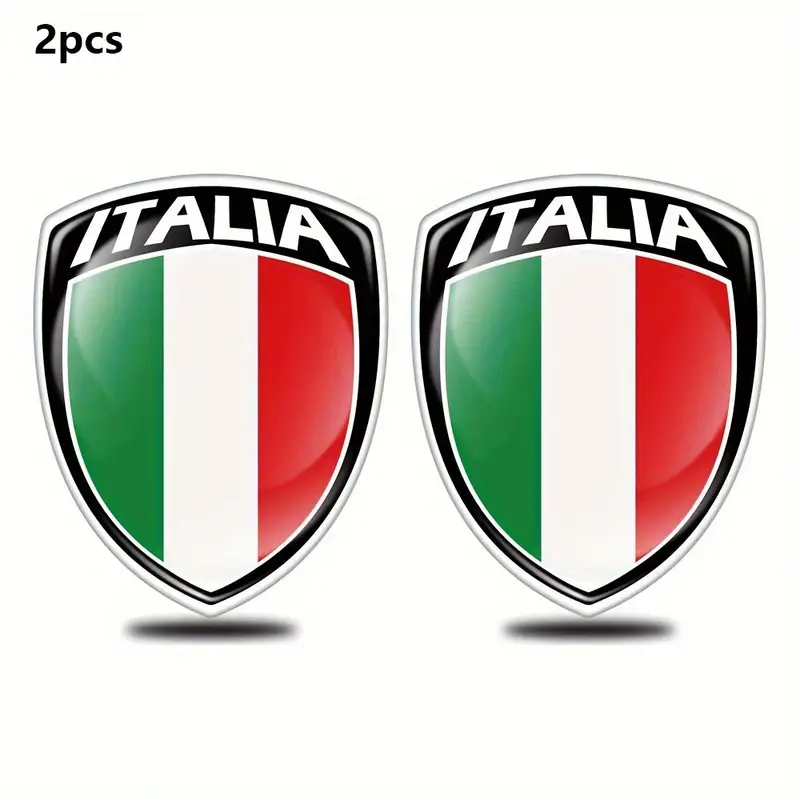 2pz Adesivo A Forma Di Scudo Con Bandiera Italiana, Emblema Decorativo Per  Auto Accessori Italiani Per Motociclette, Auto, Camion, Skateboard
