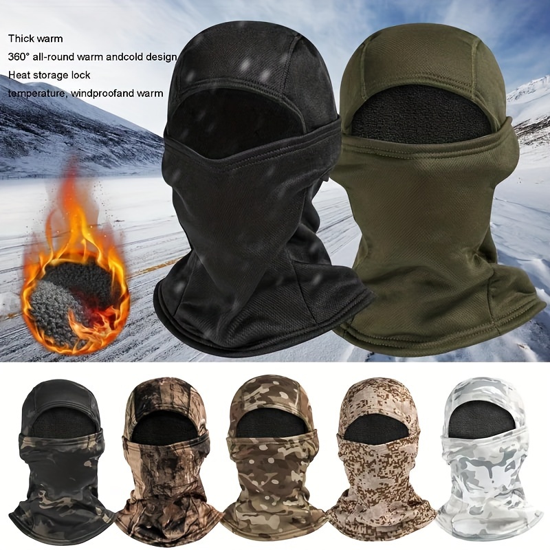 Camouflage Winter Warm Full Face Mask, Velvet Windproof Head Cover, Sunscreen Motorcycle Riding Headgear,Temu