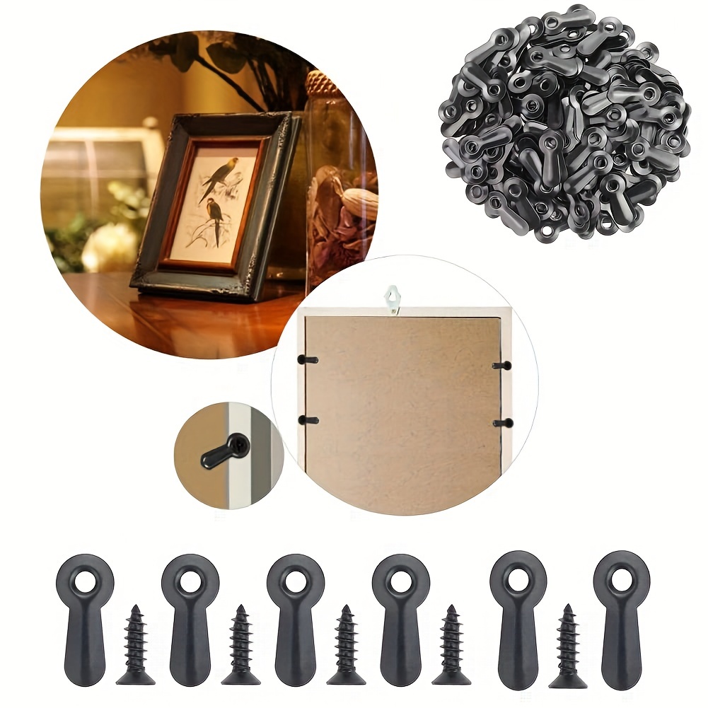 Shappy Picture Frame Hardware Backing Clips, Picture Frame Backing Clips  Photo Frame Turn Button Fasteners with 100 Pieces Screws Picture Framing  Parts for Hang…