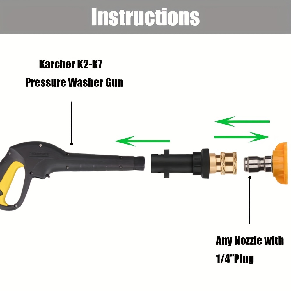 Adaptateur de pistolet de nettoyeur haute pression avec raccord de  connexion rapide M22 compatible avec l'accessoire de nettoyeur haute  pression K2, K3, K4, K5, K6, K7