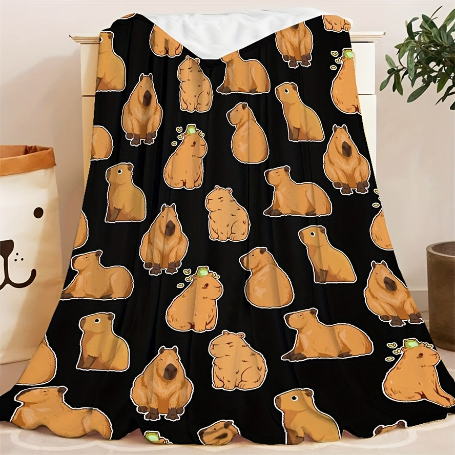 

1pc Capybaras Blanket Gift For Soft Flannel Blankets Cute Capybara Cozy Throw Blanket For Couch Sofa Bedroom Camping Travel Office