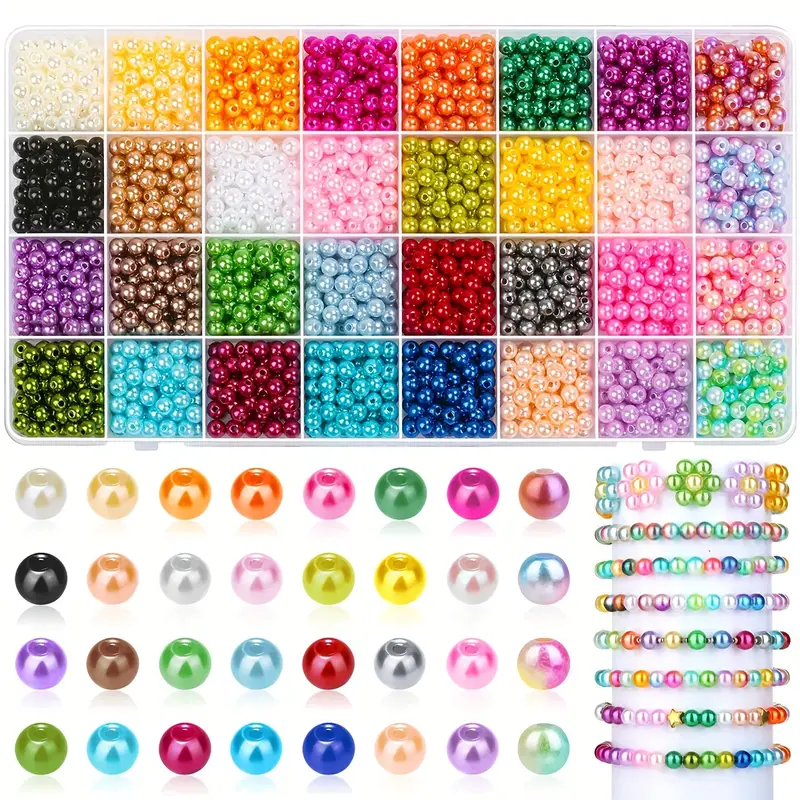 Resin Pearl Beads For Jewelry Making 28 Multicolor Glossy - Temu