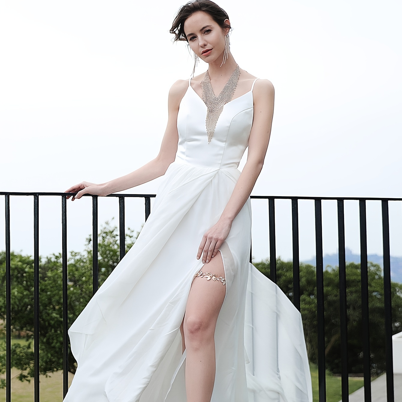 Handmade Rhinestone Faux Pearl Elastic Garter Bridal Wedding Dress Party  Leg Strap Belt Band