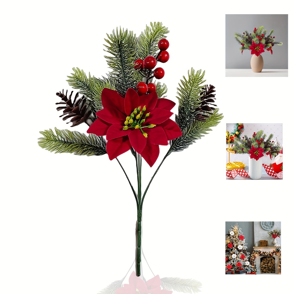 Sparkling Christmas Flowers Realistic Poinsettia Flowers Diy - Temu