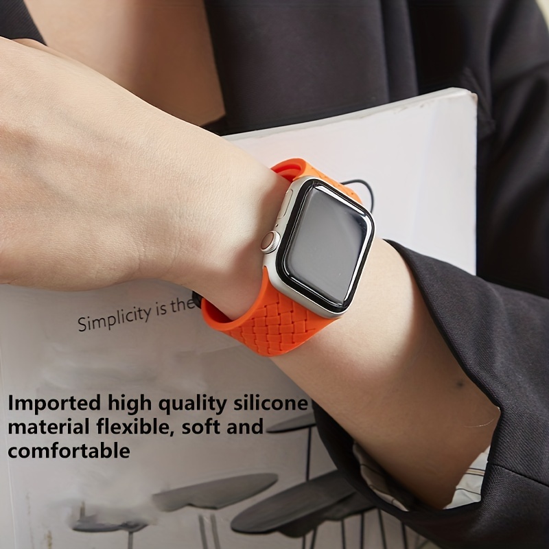 Silicone Braided Pattern Watch Strap For Watch - Temu