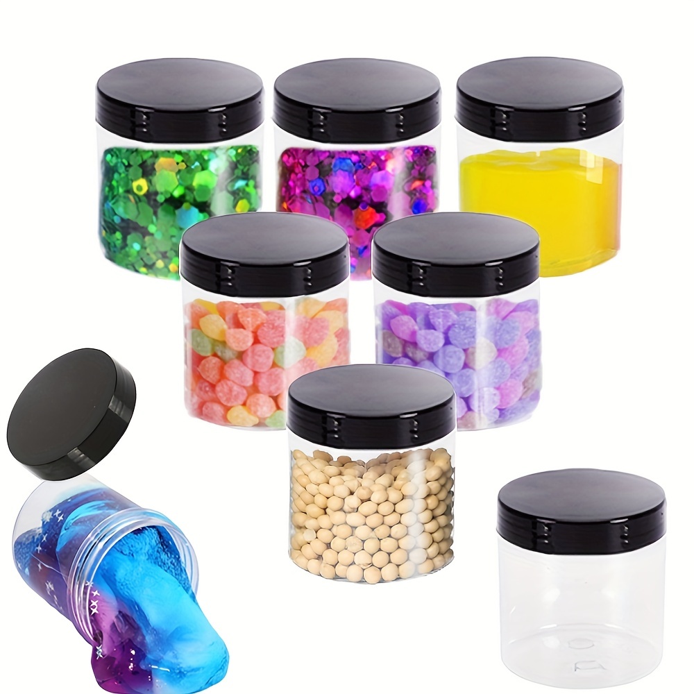 6 Pack Clear Container with Lids Small Plastic Pot Jars Wide Mouth Round  Leak Proof Plastic Container Jars with Lid for Travel Storage, Eye Shadow