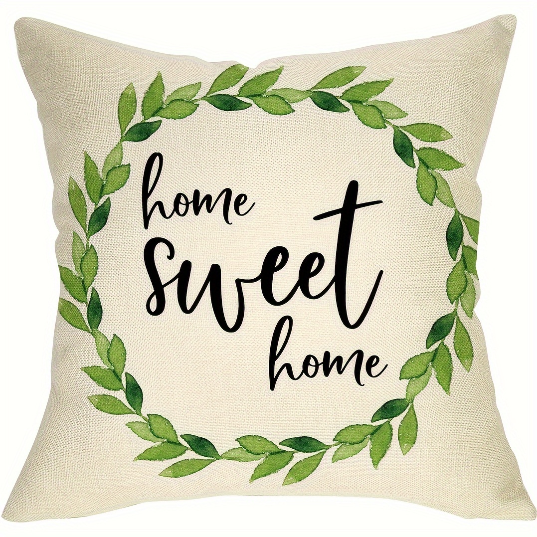 Home Sweet Home Eucalyptus Wreath Throw Pillow Covers Bless - Temu