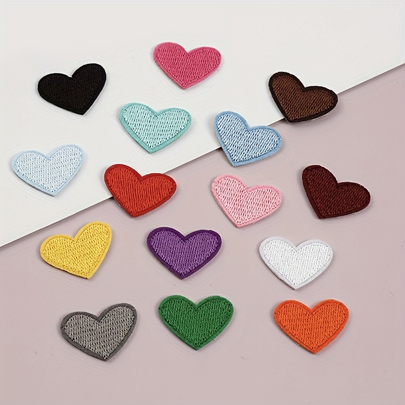 MSCFTFB 33 Pieces Small Heart Iron on Patches Sew Embroidered Patches  Appliques Garment Embellishments for Clothing Jackets Backpack Shoes  Repairing