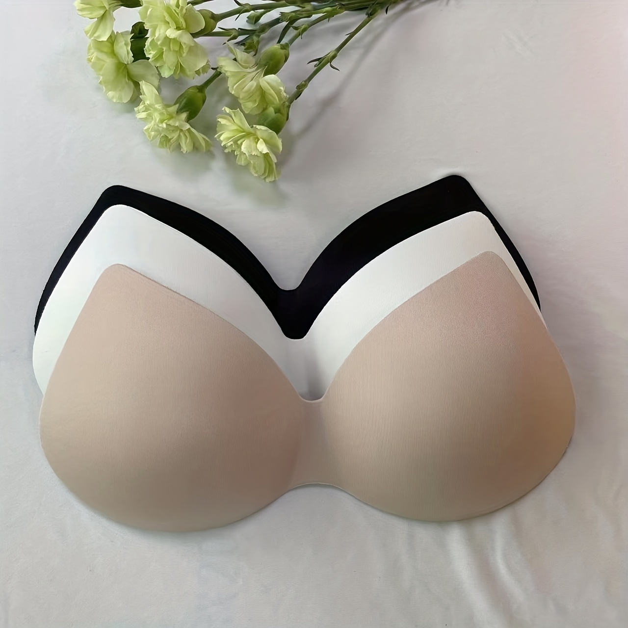 3 Pairs Bra Inserts Pads Bra Cups Inserts Removable Soft Sponge for  Swimsuit Skin Color 