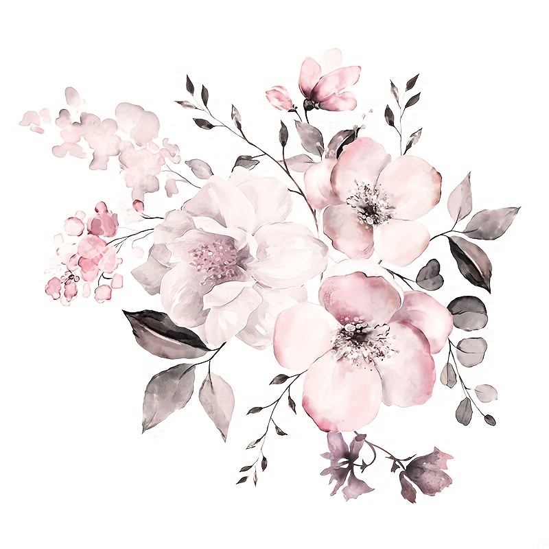 Adhesivos Pared Peonías Rosas Diseño Floral Peonía Acuarela - Temu