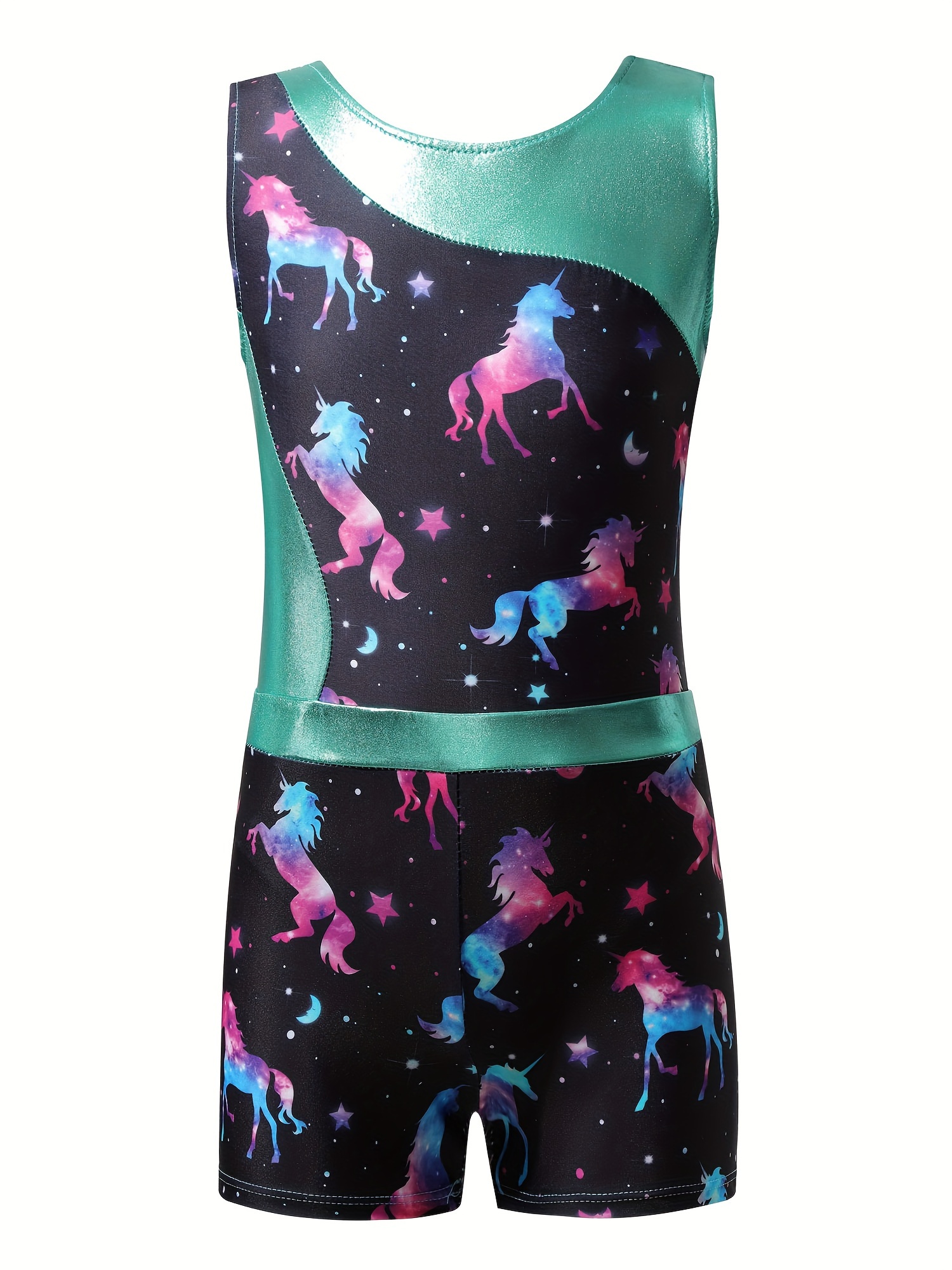 Girls 2pc Gymnastics Training Sets Sleeveless Athletic Jumpsuit & Shorts