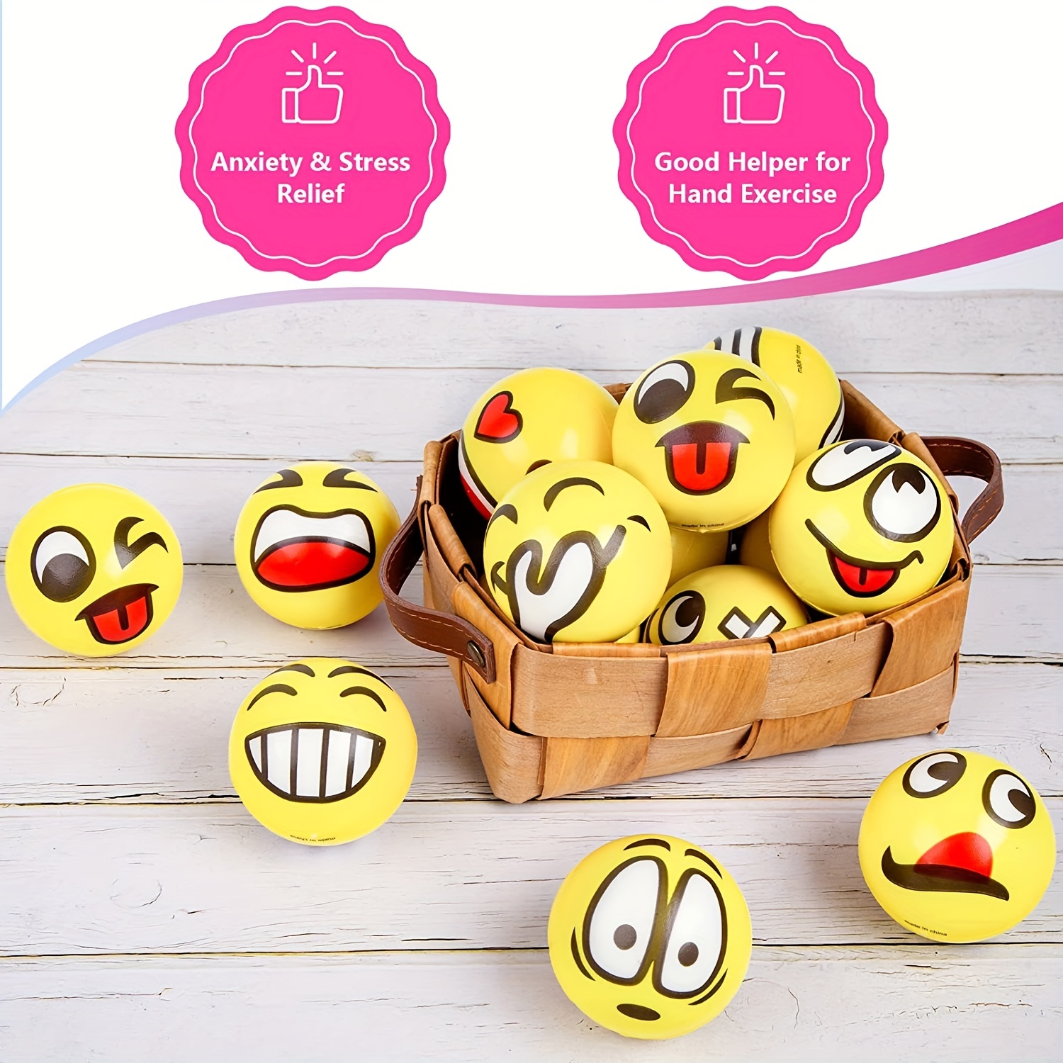 Balle anti stress modèle smiley taille S