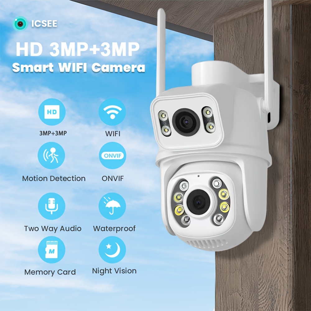 6mp Dual Lens Security Camera Outdoor Wifi And Rj45 Port - Temu