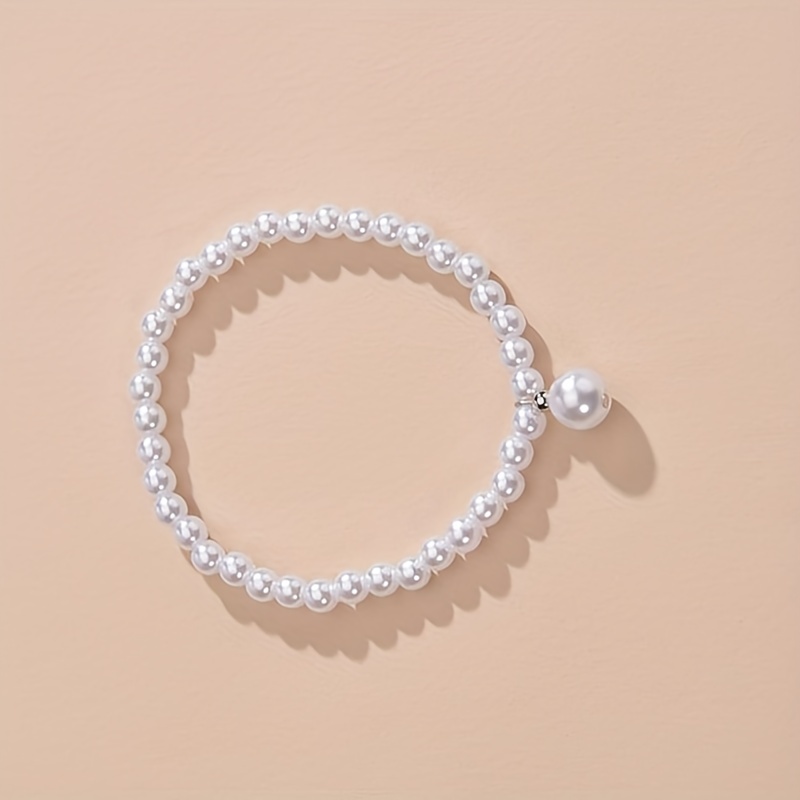 Mini Round Faux Pearls Beaded Anklet