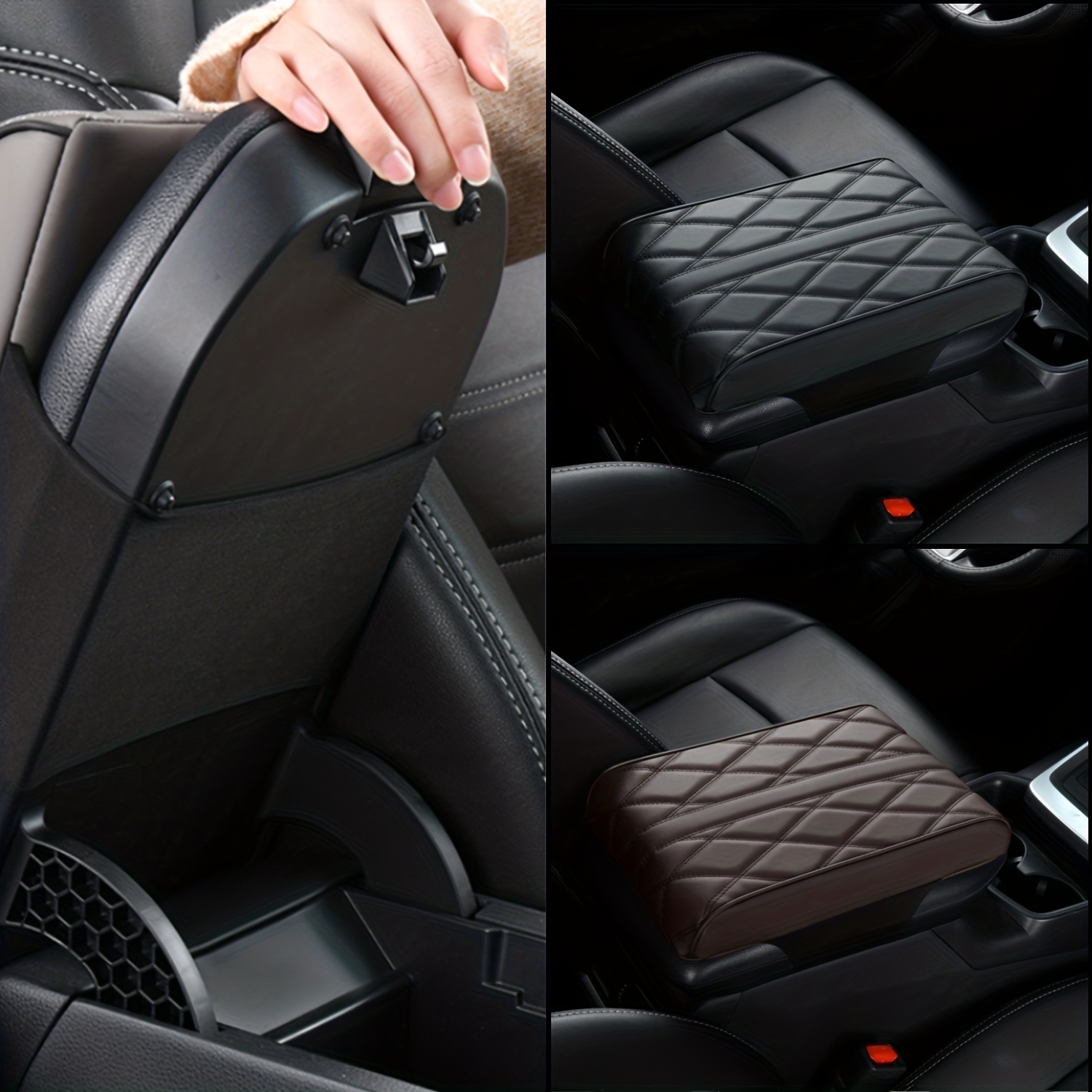 LEATHER CAR ARMREST Lid Cushion Cover Center Console Box Pad Protector  Universal $34.77 - PicClick AU
