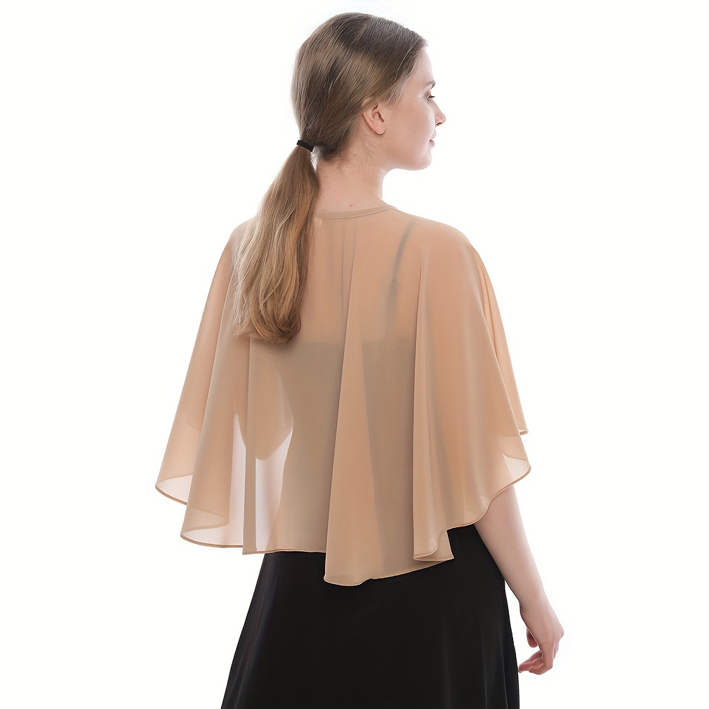 Chiffon Sheer Capelet Solid Poncho Scarf Shawls Women