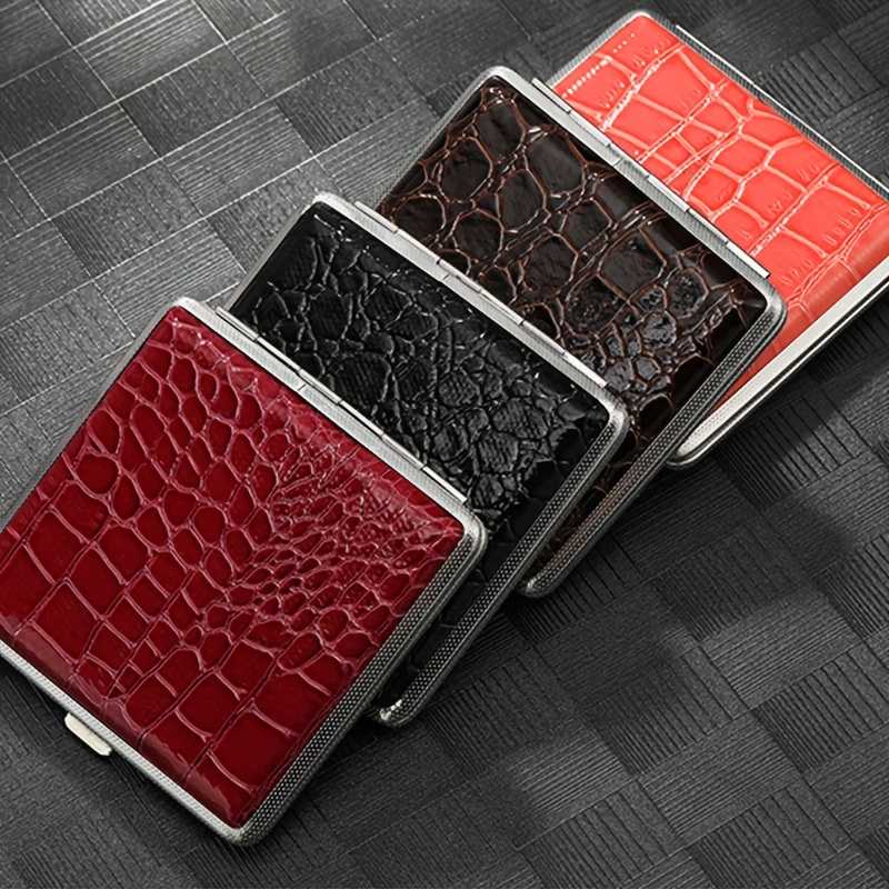 Crocodile Pattern Genuine Leather Cigarette Case Holder with