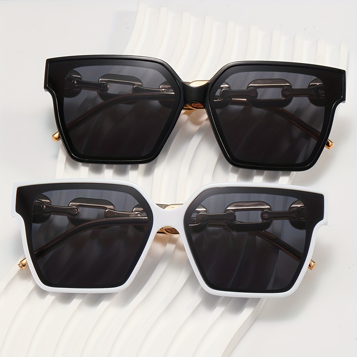 Large Square Fashion Sunglasses For Women Men Luxury Chain Charm