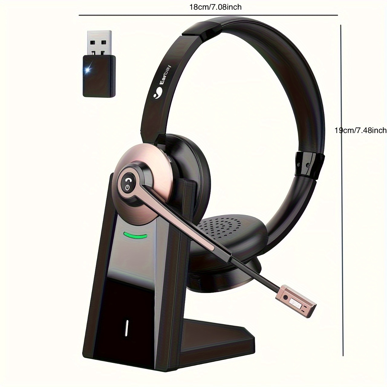 Auriculares inalámbricos Bluetooth con micrófono, cancelación de ruido,  auriculares Bluetooth 3.0 para el hogar, oficina, camionero, negocios