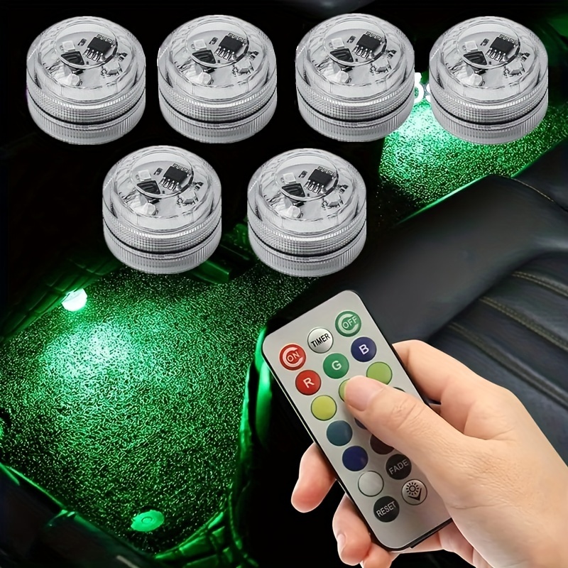 Wireless Colorful LED Car Interior Ambient Light Remote Control Decoration  Auto Roof Foot Atmosphere Lamp With Battery - AliExpress