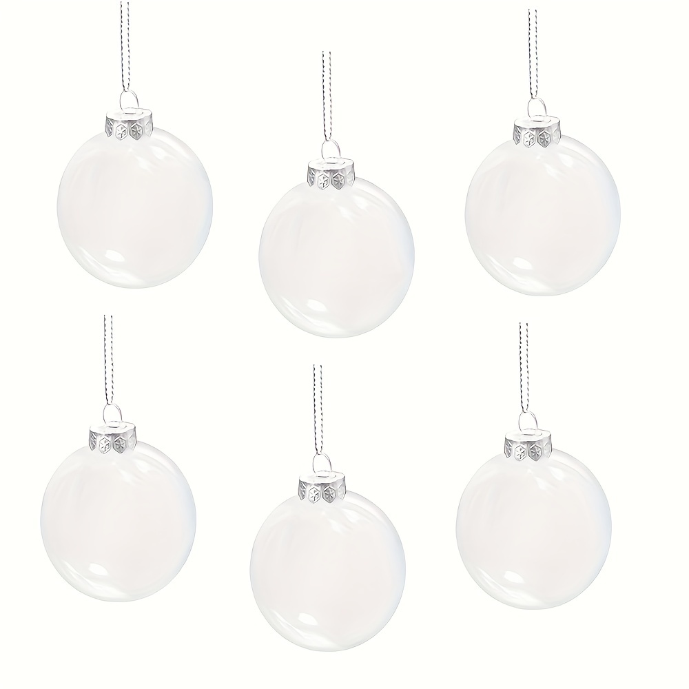 Box of 12 - 83mm (3 1/4) Round Clear Plastic Ball Ornaments