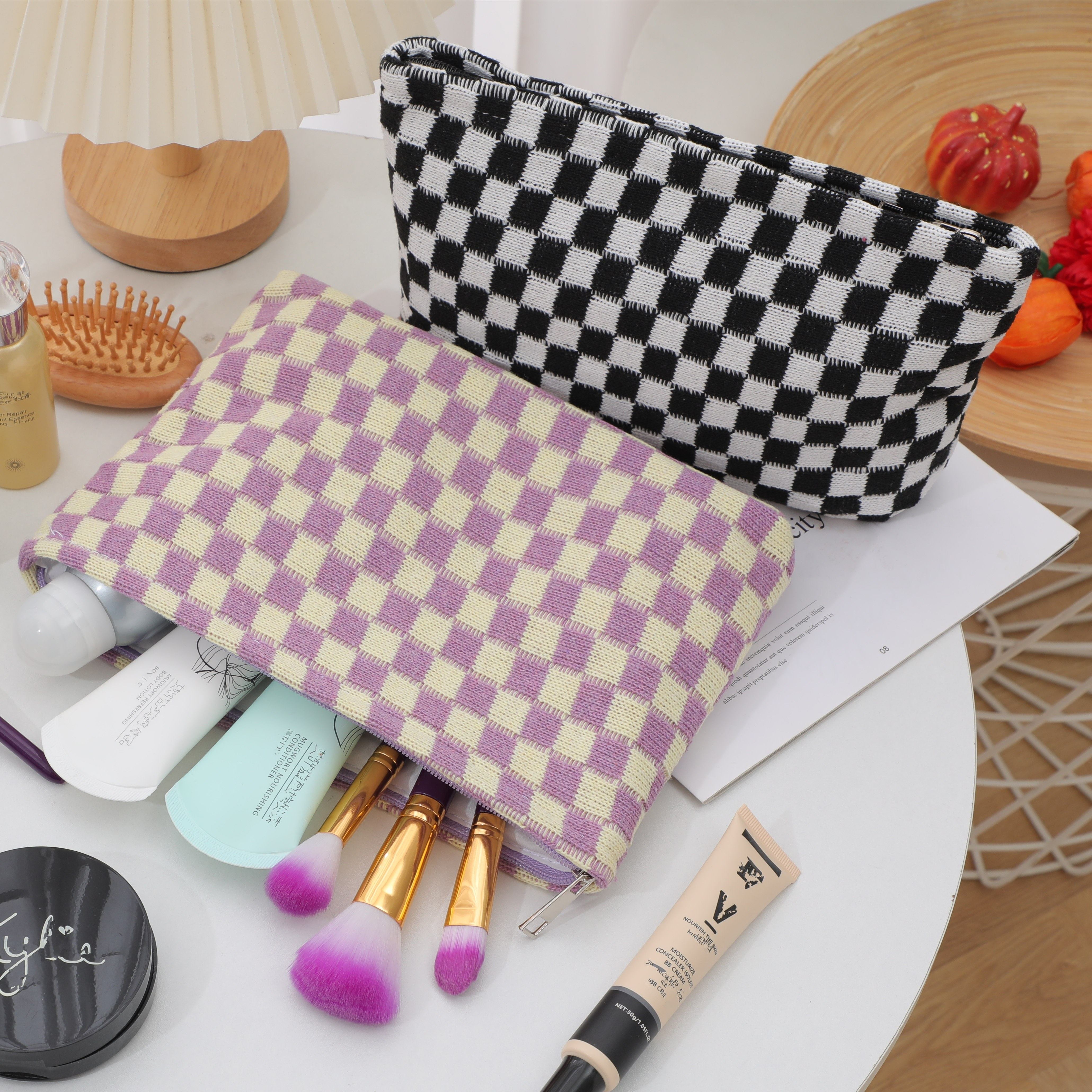 TureClos Knitted Fabric Makeup Bag Colored Cosmetic Eyeshadow