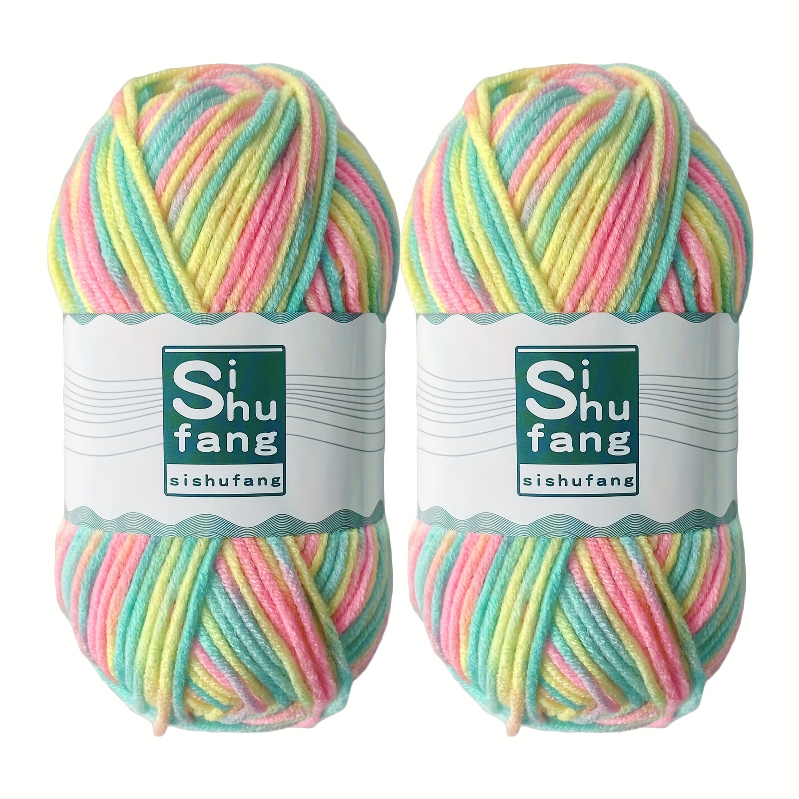 

2pcs 5 Strands Rainbow Milk Cotton Yarn, Assorted Colors, 70% Acrylic, 30% Wool Blended Soft Yarn For Hand Crochet And Knitting, Suitable For Knitting Hats, Scarves, Gloves, Etc 48g/pc