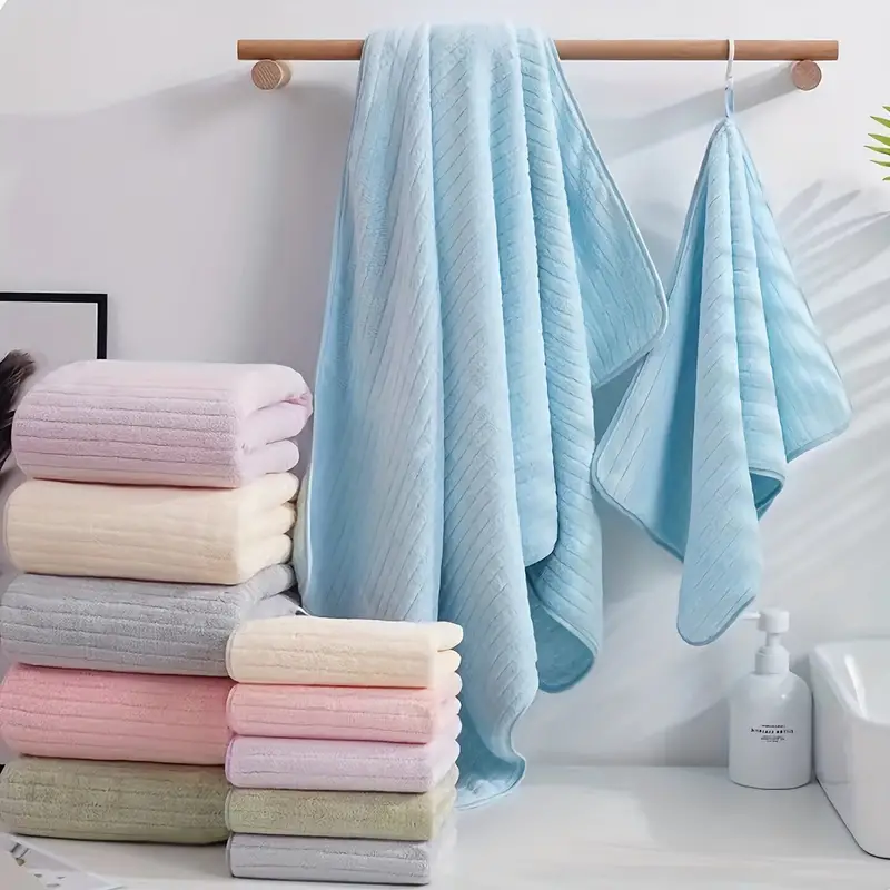 Solid Color Microfiber Towel Set, Household Towel With Hanging Loop, Soft  Hand Towel Bath Towel, Highly Absorbent & Quick-drying Towels, 1 Bath Towel  & 1 Hand Towel, Bathroom Supplies - Temu