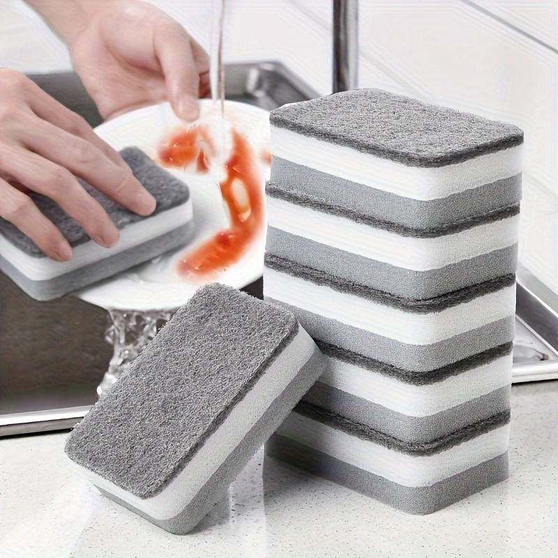 Lot de 10 Éponges de Nettoyage Double Faces Réutilisables Éponge Vaisselle  Lavable pour Ustensiles de Cuisine