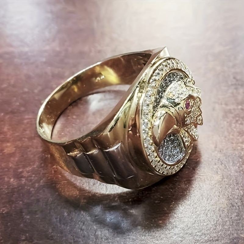 Men's Totem Eagle Inlaid Zircon Ring