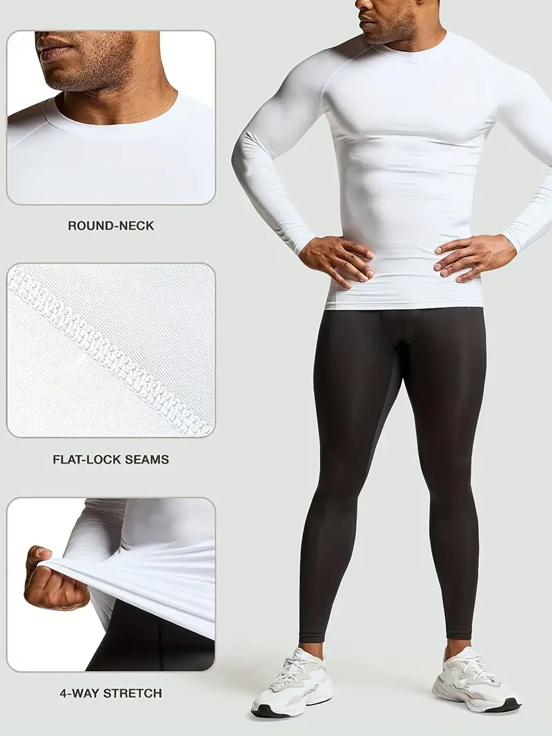 TSLA Paquete de 1 o 2 camisetas térmicas de compresión de manga larga para  hombre, camiseta de capa base atlética, camiseta de invierno para correr