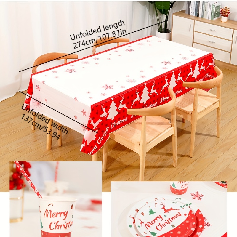 Paper Tablecloth Christmas Snowflake Elk Meal - Temu