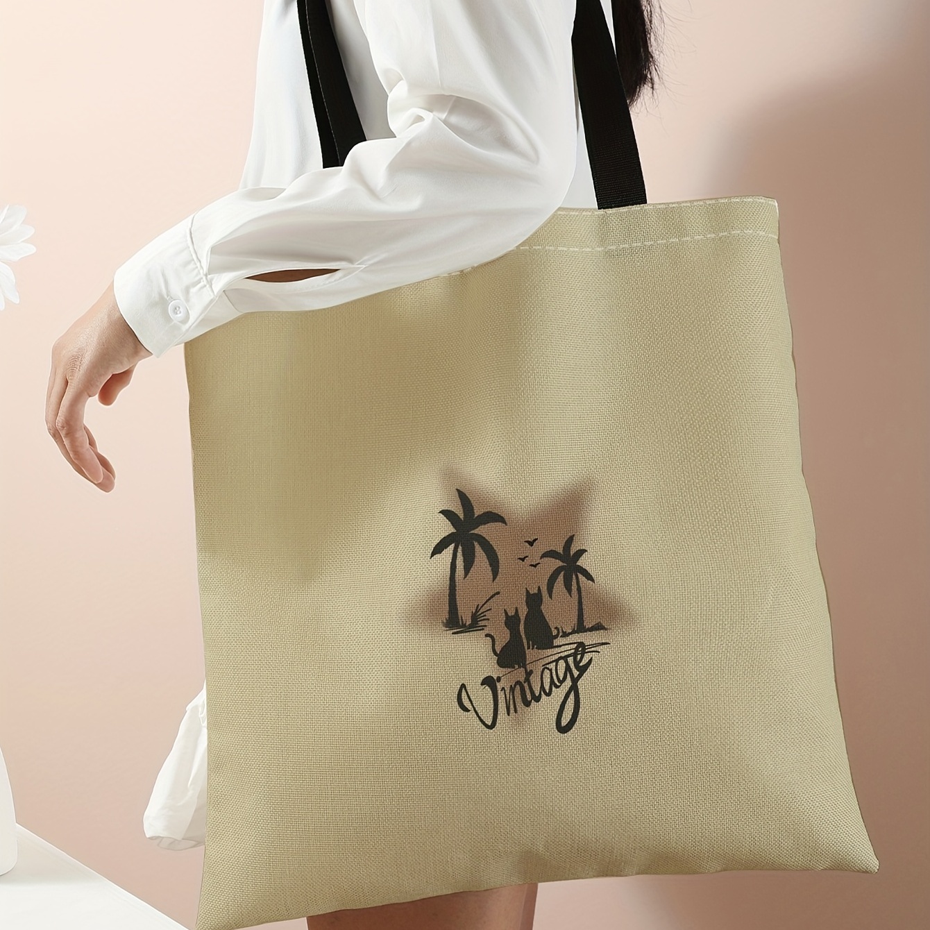 Hand Painted Tote Bag Large Canvas Beach Bag Shopping Bag With 