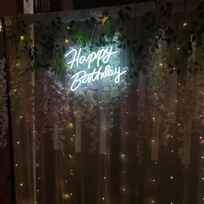 Led Neon Sign Happy Birthday Party Holiday Decoration - Temu