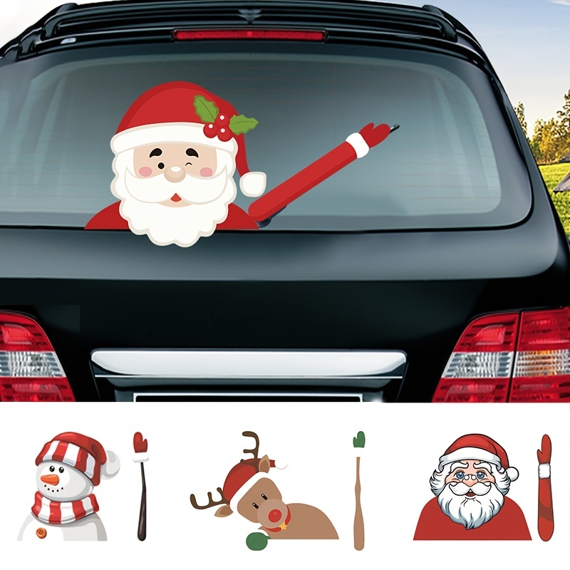 (1 Packung) Weihnachtsmann Wischeraufkleber Abnehmbares Auto Scheibenwischer  Aufkleber Auto Aufkleber (Rucksack verpackt Weihnachtsmann und Schornstein)