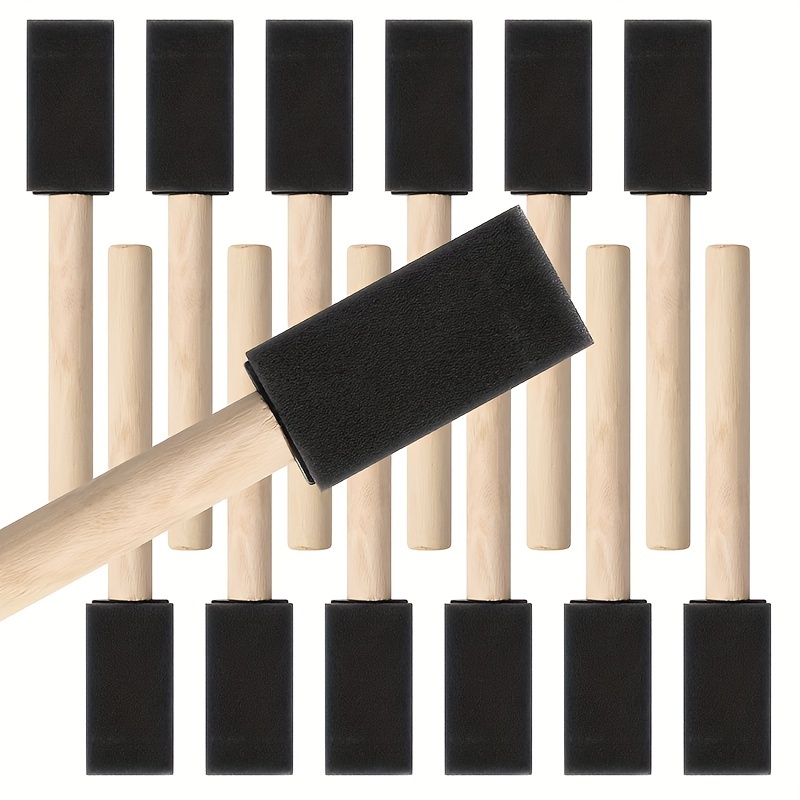 Sponge Brush Set 2 Size Sponge Paint Brush With Handle Wood - Temu