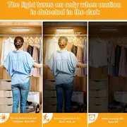 energy saving motion sensor led lights under battery cabinet lights sensing nightlights magnetic wardrobe light sticks anywhere suitable for closets cabinets rooms hallways stairs kitchens pantries details 9