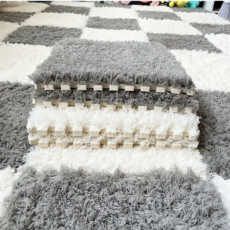 Interlocking Carpet Tiles Soft Gy Plush Foam Mats Fluffy Temu Australia
