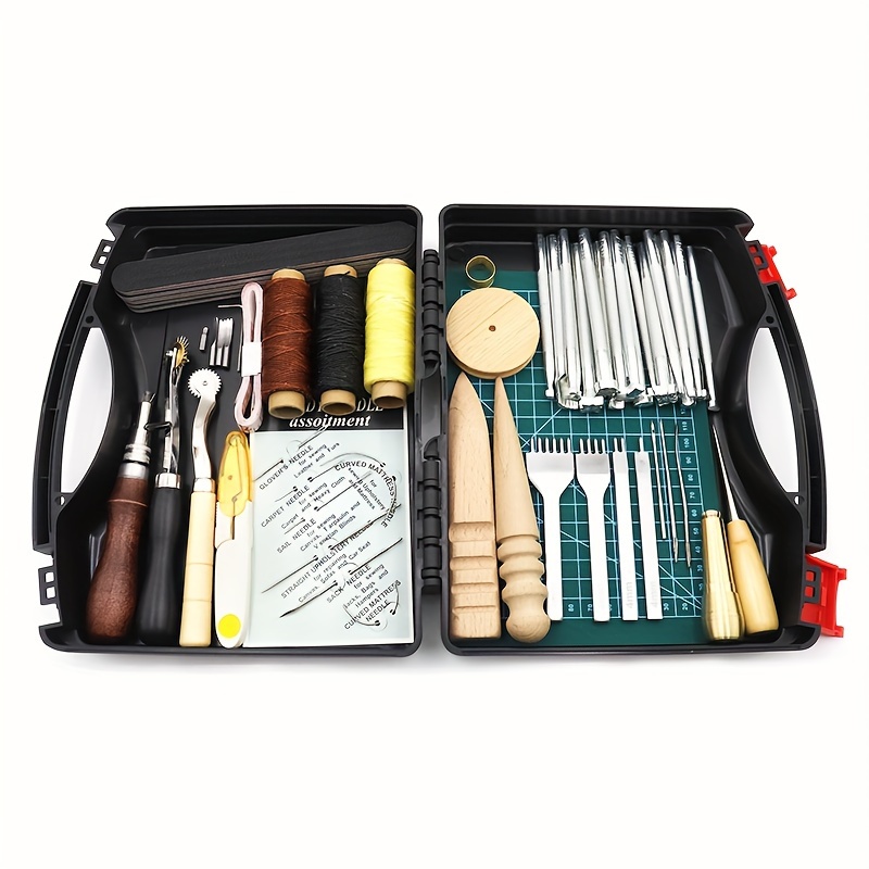 Leather Working Tools Kit, Leather Crafting Tools And Supplies, Leather  Sewing And DIY Leather Craft Making