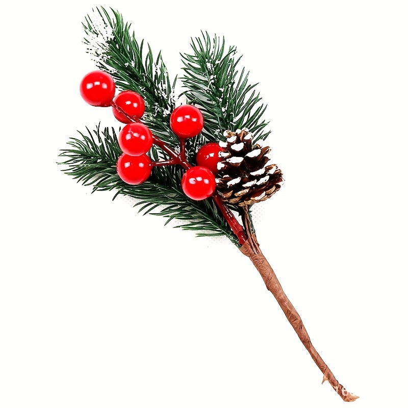 TIHOOD 20PCS 8inch Artificial Christmas Floral Picks, Red Fake Berry Picks  Stems, Pine Branches with Pinecones Holly Leaves for Vase Floral  Arrangement Wreath Winter Holiday Season Decor Crafts - Yahoo Shopping