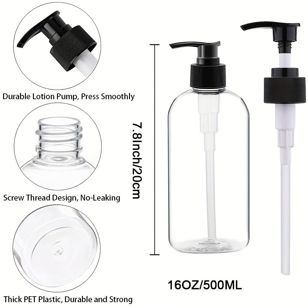 Clear Soap Dispenser with Rust Proof Pump, Waterproof Labels (2 Pack,16  Oz), Soap Dispenser Bathroom, Plastic Hand Soap/Dish Soap Dispenser for