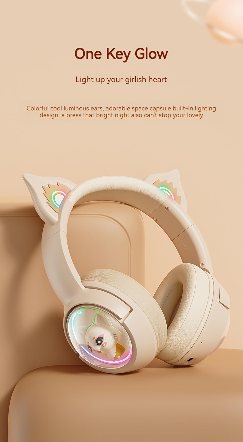 onikuma b5 wireless gaming headset gamer noise cancelling with mic earphone stereo headphones with rgb light cute three dimensional cartoon for ipad tablet pc ps4 xbox details 3