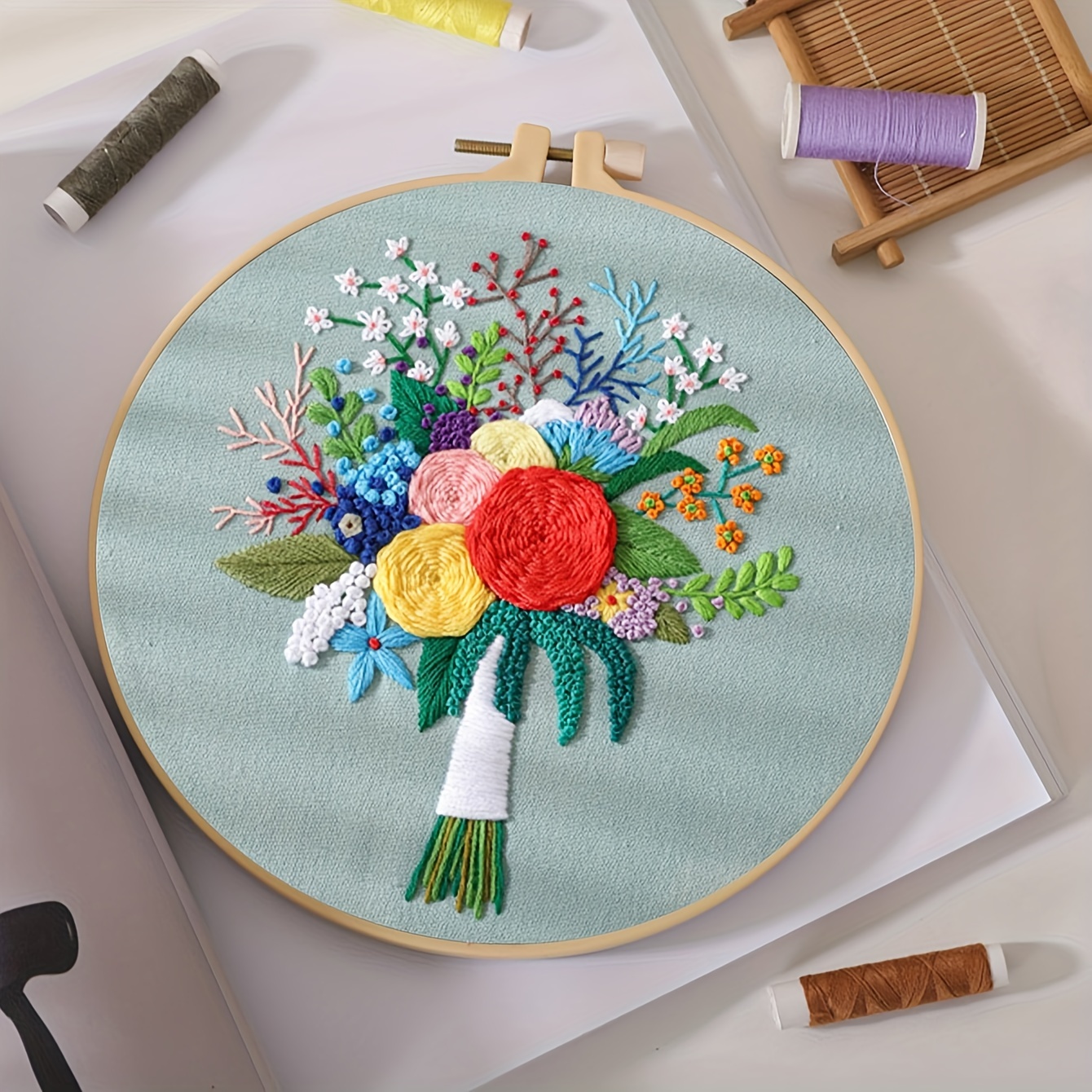 Simple Diy Floral Embroidery Kit Handmade Embroidery - Temu