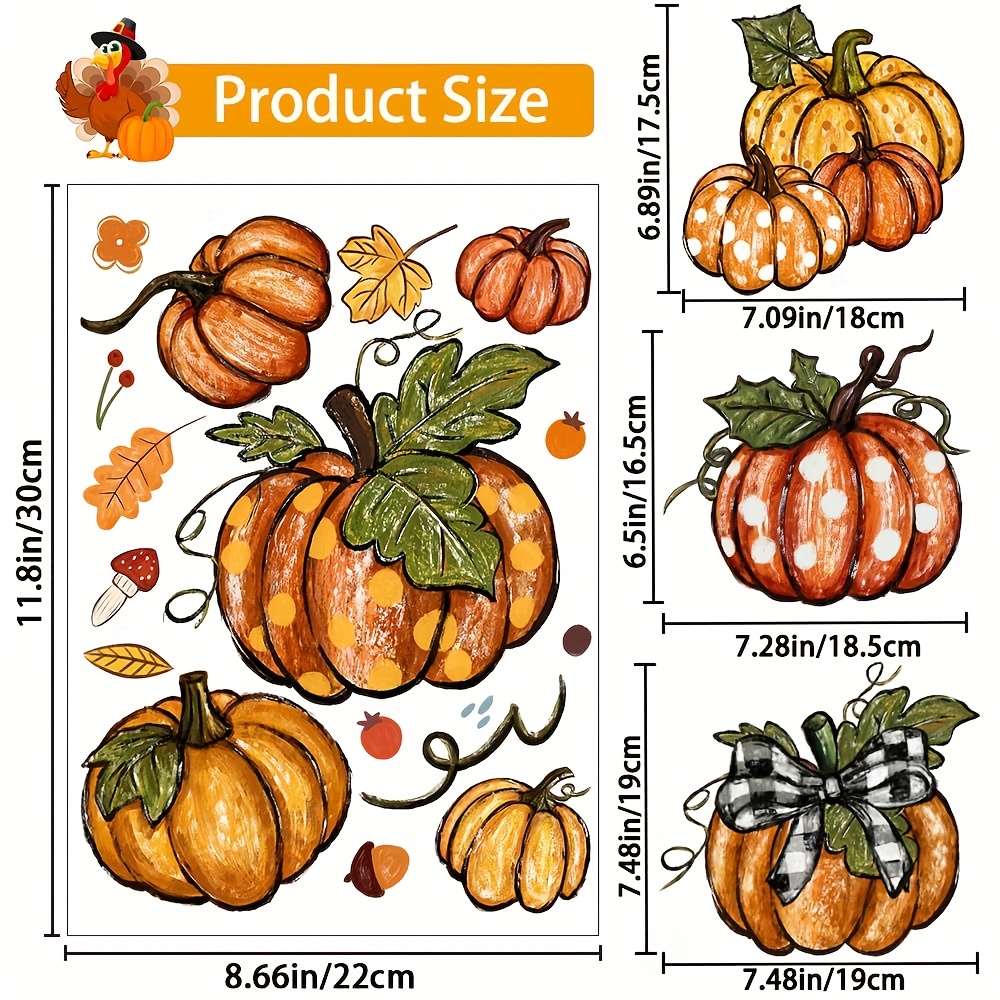 Yovkky Fall Is Window Clings 6sheets, Autumn Thankful Grateful Farmhouse Stickers Decals Decor, Blessed Thanksgiving Home Kitchen Decorations