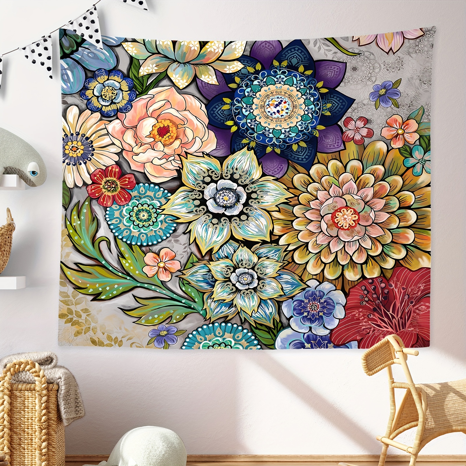 Botanical Wildflower Tapestry Wall Hanging Flower Tapestry Chart