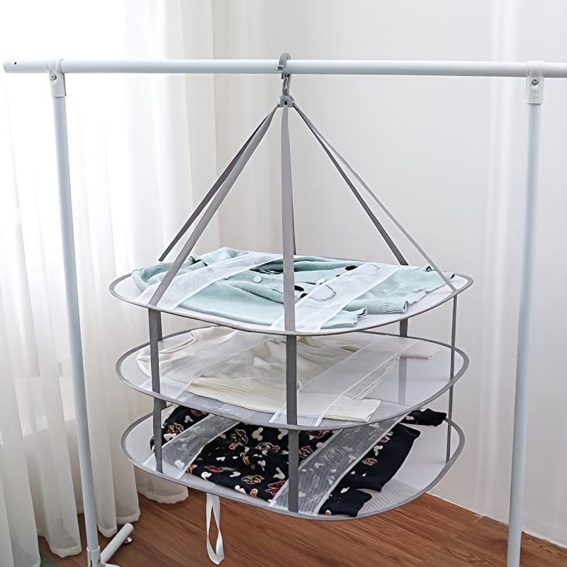 3-tier Sweater Drying Rack, Flat Mesh Drying Rack, Windproof Foldable  Clothes Dryer With Fixing Band, Lay Fold Flat Dry Hanger For Indoor  Outdoor, Delicates, Towel, Socks, Swimsuit - Temu