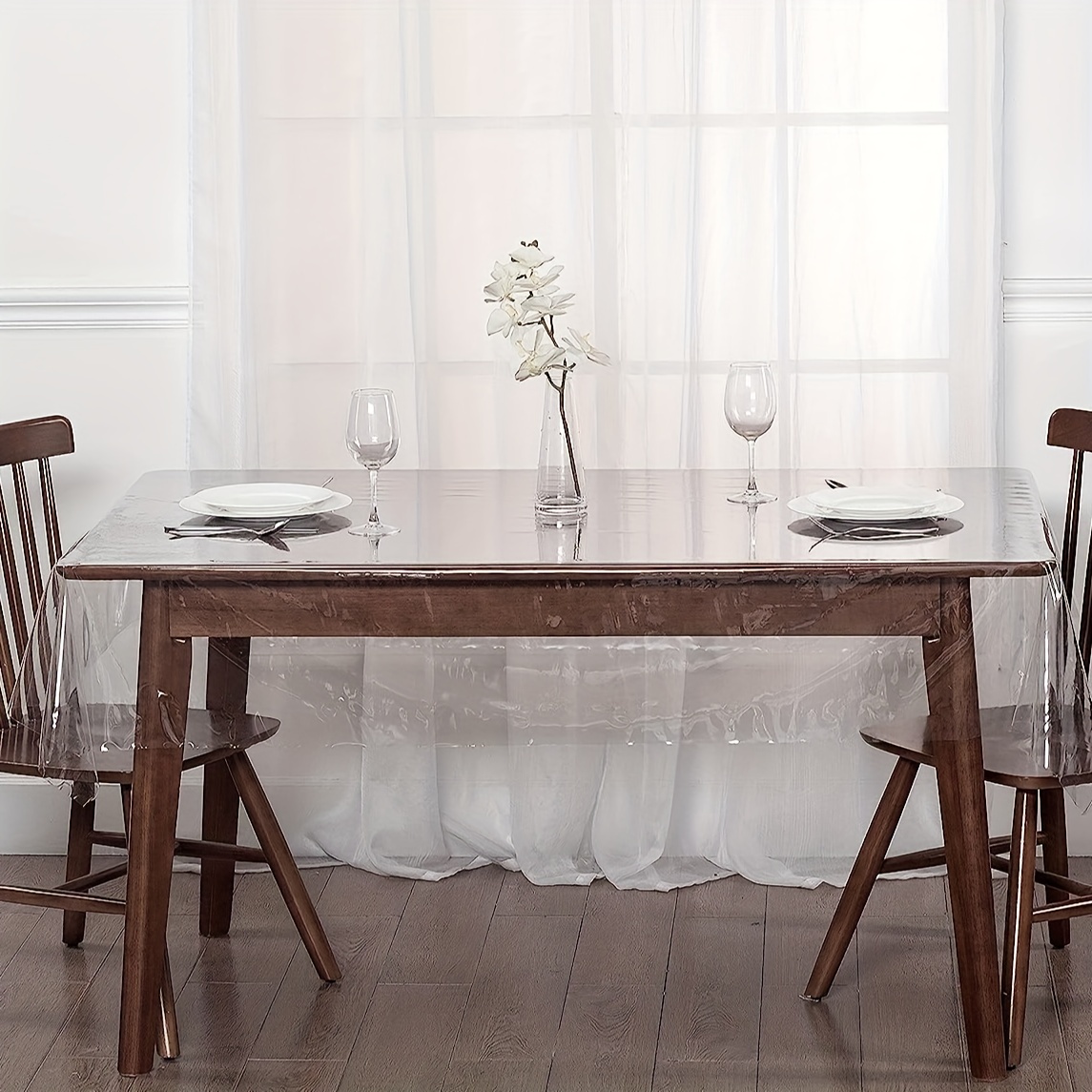 Square Tablecloth Desk Blotter Mat Clear Plastic Table Protector